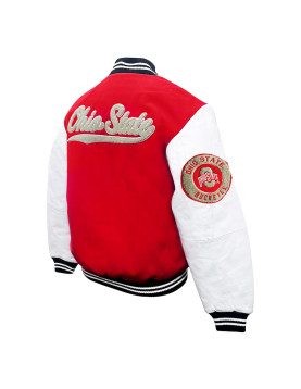 Ohio State Buckeyes Red &amp; White Full-Snap Wool Jacket 