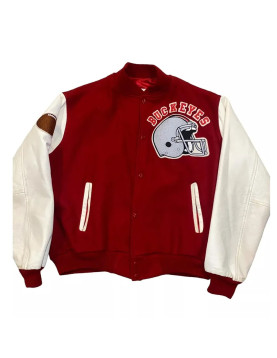 Ohio State Buckeyes Burgundy and White Varsity Jacket