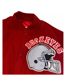 Ohio State Buckeyes Burgundy and White Varsity Jacket