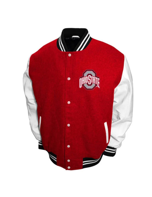 Ohio State Buckeyes Graduate Scarlet and White Varsity Jacket