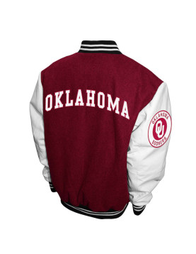 Oklahoma Sooners Graduate Crimson and White Varsity Jacket