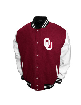 Oklahoma Sooners Graduate Crimson and White Varsity Jacket