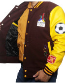 Paris 2024 France Olympics Maroon Wool and Leather Sleeves Varsity Jacket