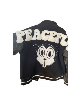 Peaceful People Black Varsity Jacket