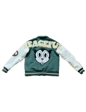 Peaceful People Green Varsity Jacket