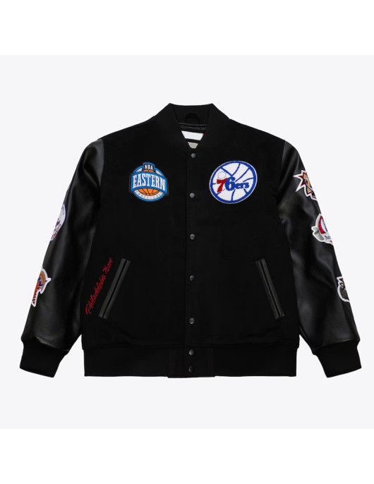 Philadelphia 76ers Black Out Team Logo Varsity Jacket