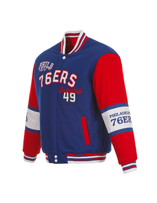 Philadelphia 76ers Royal and Red Varsity Wool Jacket