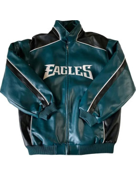 Philadelphia Eagles Green and Black Leather Jacket