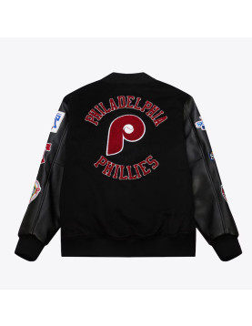 Philadelphia Phillies Black Out Vintage Logo Varsity Jacket