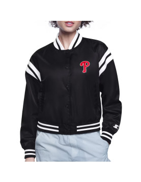 Philadelphia Phillies Printed Logo Varsity Satin Jacket