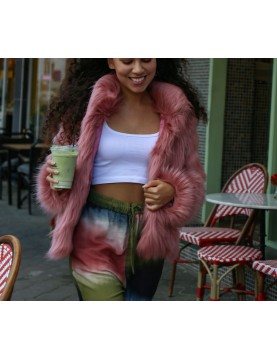 Pink Collared Cropped Faux Fur Jacket | Barbie Faux Fur Coat