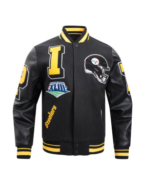 Pittsburgh Steelers Mashup Rib Varsity Wool/Leather Jacket