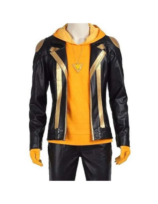 Pokemon Go Team Spark Black Leather Jacket