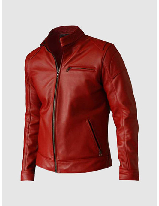 Red Elegant Leather Jacket