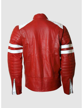 Red &amp; White Real Leather Jacket