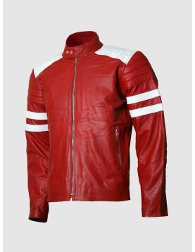 Red &amp; White Real Leather Jacket