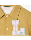 Retro Lefleur Yellow Varsity Jacket with Snap Closure