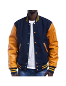 Royal Wool Body & Bright Gold Leather Sleeves Letterman Jacket