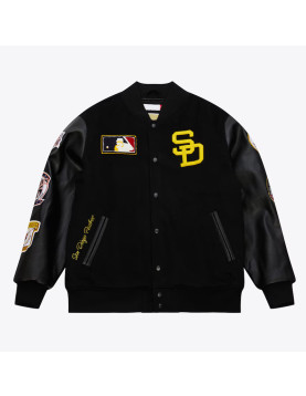 San Diego Padres Black Out Vintage Logo Varsity Jacket