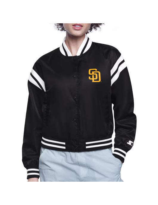 San Diego Padres Printed Logo Varsity Satin Jacket