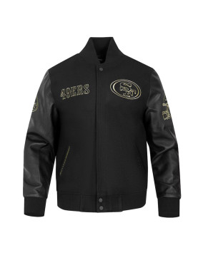 San Francisco 49ers Full-Zip Black Varsity Jacket