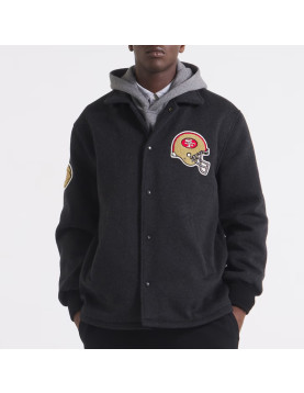 San Francisco 49ers Heather Black Coaches Wool Jacket