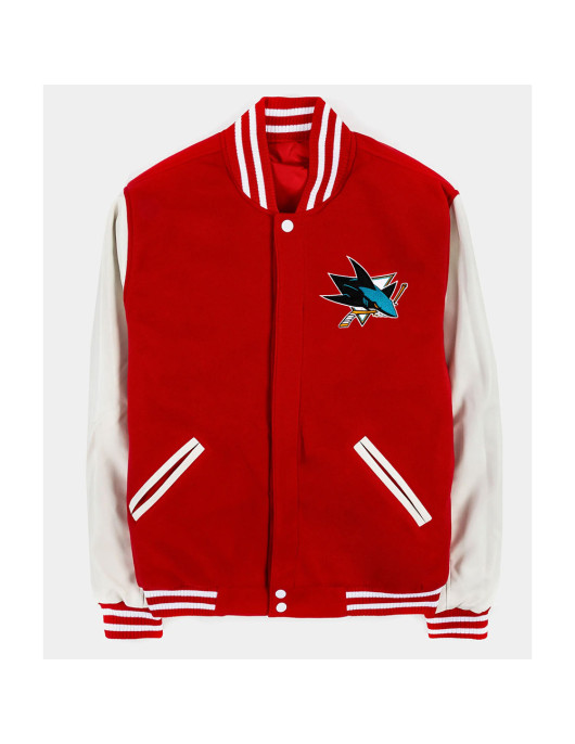 San Jose Sharks Red and White Varsity Jacket