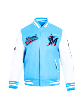 Script Tail Miami Marlins Classic Rib Varsity Jacket