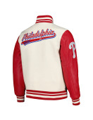 Script Tail Philadelphia Phillies Cream and Red Varsity Jacket