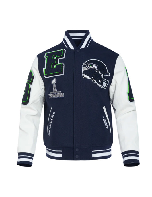 Seattle Seahawks Mashup Rib Varsity Wool/Leather Jacket