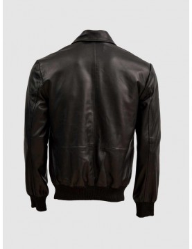 Sheep Leather Black  Bomber Jacket