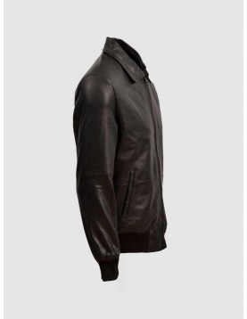 Sheep Leather Black  Bomber Jacket