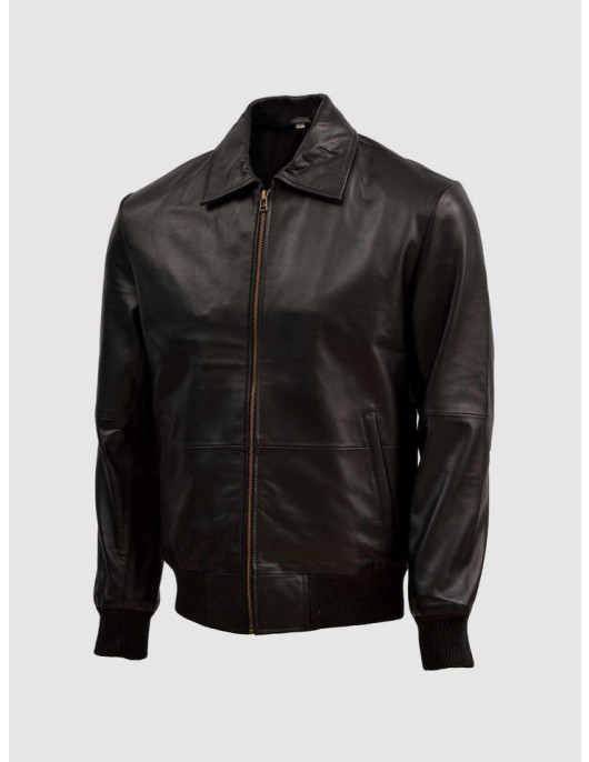 Sheep Leather Black  Bomber Jacket