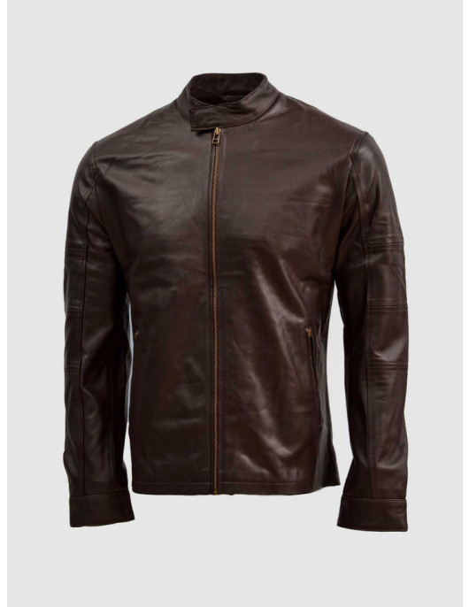 Sheep Leather Brown Biker Jacket