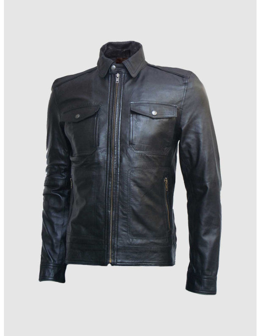 Slim Fit Biker Black Leather Jacket