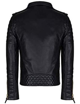 Men Quilted Slim Fit Motorcycle Biker Jacket