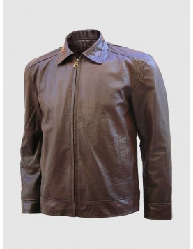 Biker Leather Jacket in Brown