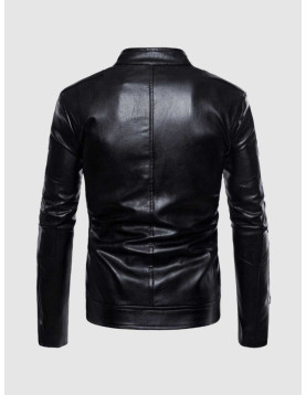 Stand Collar Leather Jacket