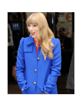 Street Wear Style Taylor Swift Blue Wool Coat