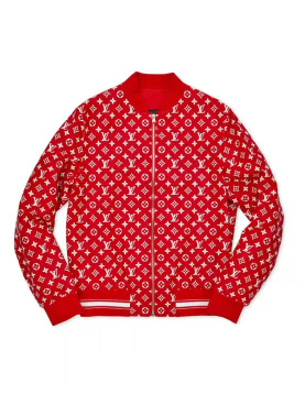 Supreme X LV Red Wool Varsity Jacket