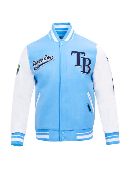 Tampa Bay Rays Script Light Blue Varsity Jacket