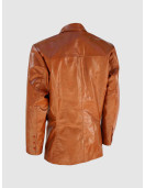 Tan Leather Coat with 2 Buttons