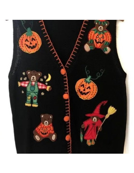 Teddy Bears Pumpkins Halloween Vest