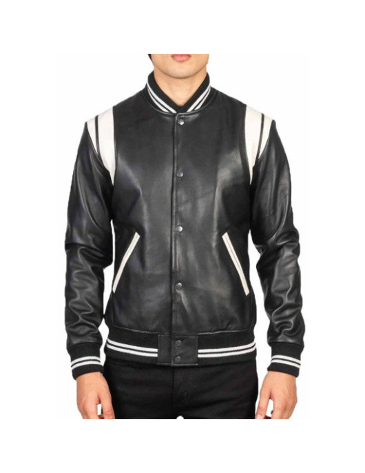 Teddy Black Varsity Leather Jacket