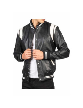 Teddy Black Varsity Leather Jacket