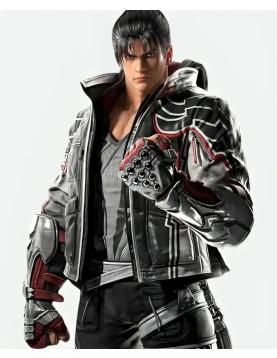 Tekken 8 Jin Kazama Black Leather Hooded Jacket