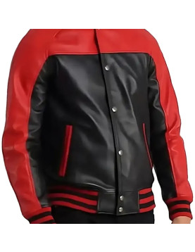 Terry Terrance Black And Red Leather Varsity Jacket