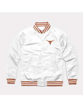 Texas Longhorns White Varsity Satin Jacket