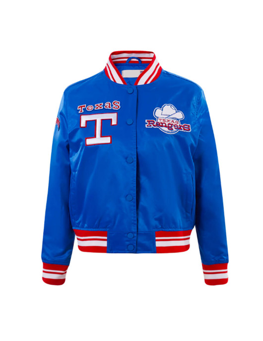 Texas Rangers Retro Classic Rib Royal Satin Jacket