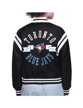 Toronto Blue Jays Printed Logo Varsity Satin Jacket